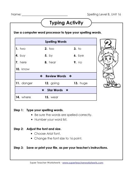 Worksheets - Typing Activity (B-16)