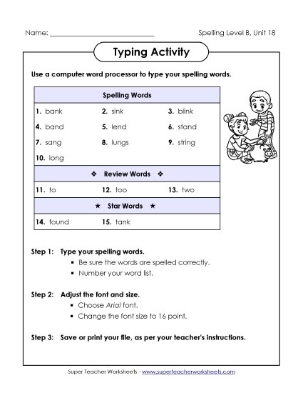 Worksheets - Typing Activity (B-18) Worksheets - Typing Activity (B-18)