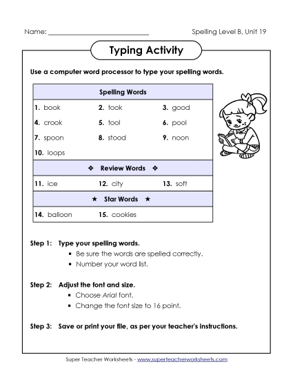 Worksheets - Typing Activity (B-19) Worksheets - Typing Activity (B-19)