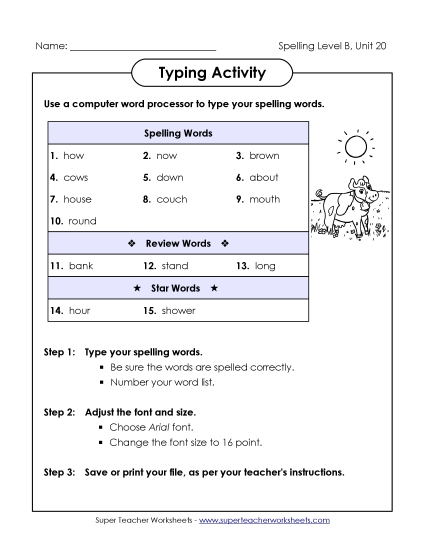 Worksheets - Typing Activity (B-20) Worksheets - Typing Activity (B-20)