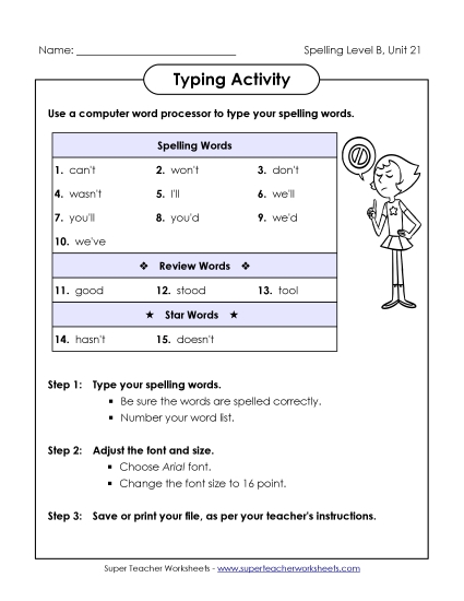 Worksheets - Typing Activity (B-21) Worksheets - Typing Activity (B-21)