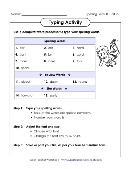 Worksheets - Typing Activity (B-22) Worksheets - Typing Activity (B-22)
