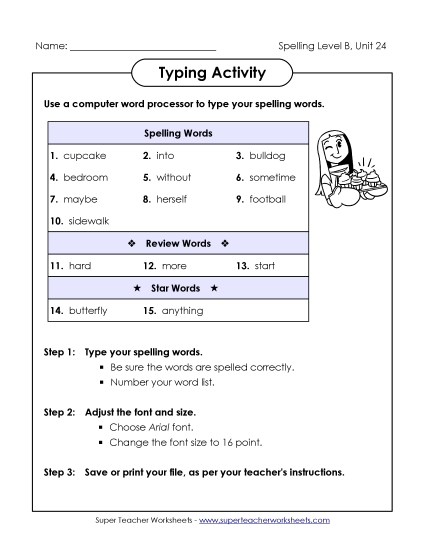 Worksheets - Typing Activity (B-24) 