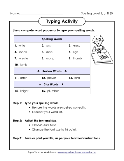 Worksheets - Typing Activity (B-30) 