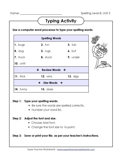 Worksheets - Typing Activity (B-5)