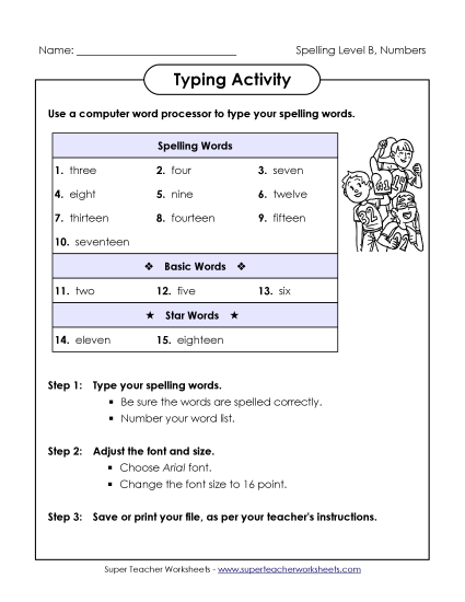Worksheets and Activities - Typing Activity (B-Number Words) Worksheets and Activities - Typing Activity (B-Number Words)