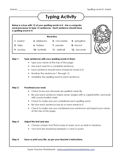 Worksheets - Typing Activity (D-Easter)