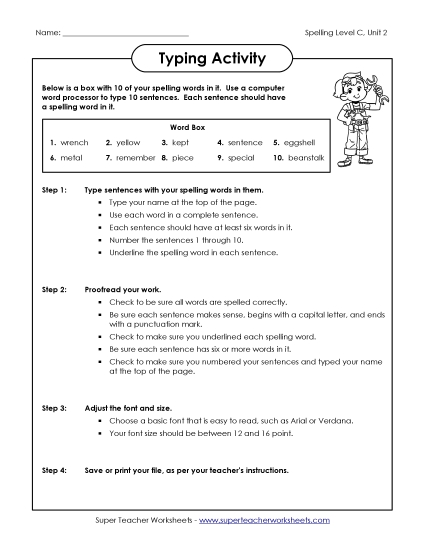 Worksheets - Typing Sentences