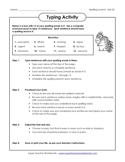 Worksheets - Typing Sentences Activity (D-20) Worksheets - Typing Sentences Activity (D-20)