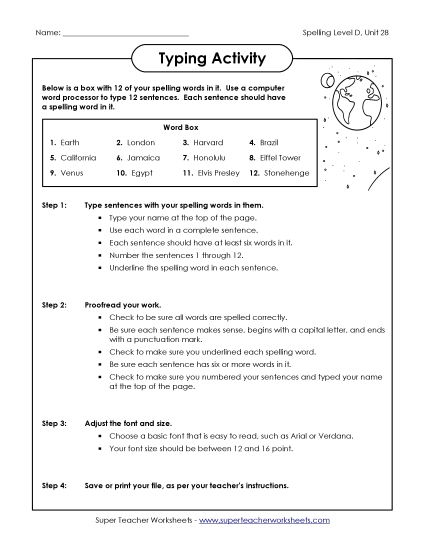 Worksheets - Typing Sentences Activity (D-28) Worksheets - Typing Sentences Activity (D-28)