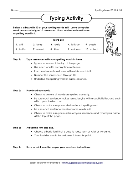Worksheets - Typing Sentences (C-10) Worksheets - Typing Sentences (C-10)