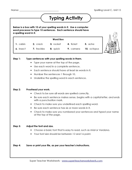 Worksheets - Typing Sentences (C-15) 
