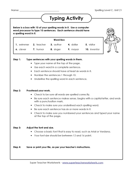 Worksheets - Typing Sentences (C-21) Worksheets - Typing Sentences (C-21)