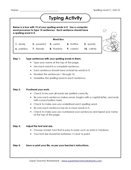 Worksheets - Typing Sentences (C-23) 