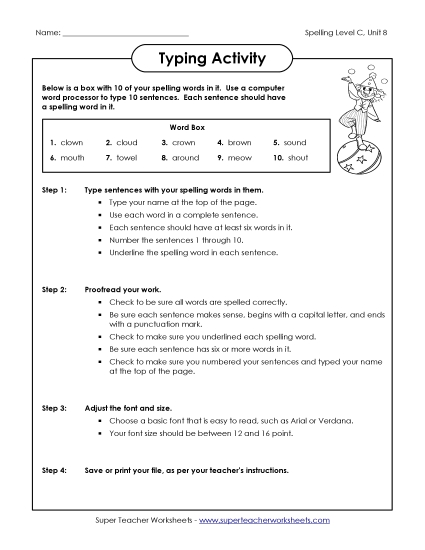 Worksheets - Typing Sentences (C-8) Worksheets - Typing Sentences (C-8)
