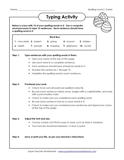 Worksheets - Typing Sentences (C-Easter) Worksheets - Typing Sentences (C-Easter)