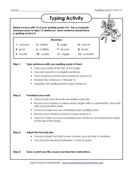 Worksheets - Typing Sentences (D-14) Worksheets - Typing Sentences (D-14)