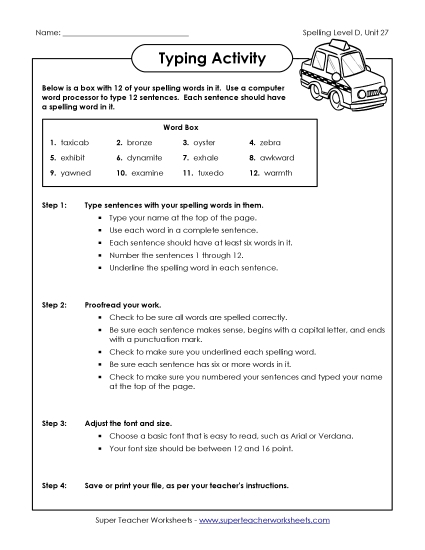 Worksheets - Typing Sentences (D-27) Worksheets - Typing Sentences (D-27)