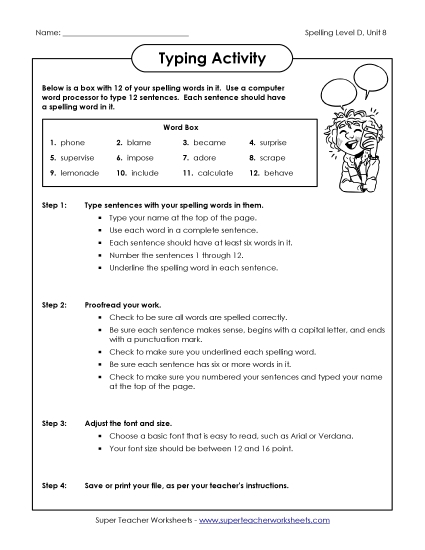 Worksheets - Typing Sentences (D-8) Worksheets - Typing Sentences (D-8)