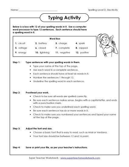 Worksheets and Activities - Typing Sentences (D-Electricity) Worksheets and Activities - Typing Sentences (D-Electricity)