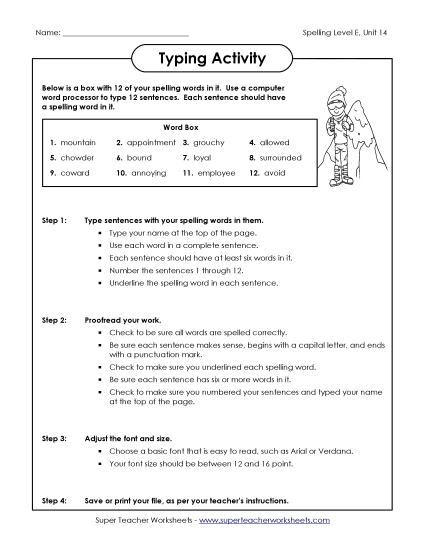 Printable Worksheets - Typing Sentences (E-14) Printable Worksheets - Typing Sentences (E-14)