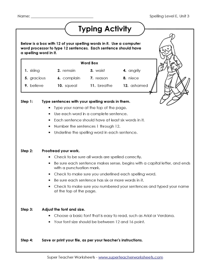 Worksheets and Puzzles - Typing Sentences (E-3)