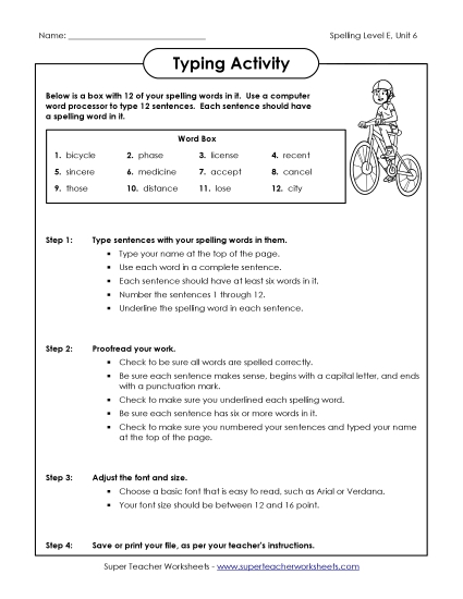 Printable Worksheets - Typing Sentences (E-6) Printable Worksheets - Typing Sentences (E-6)