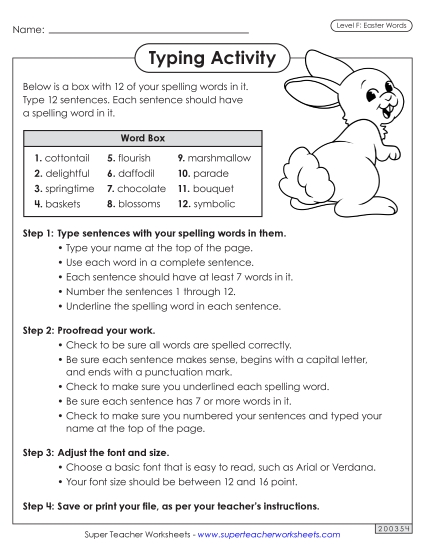 Worksheets and Puzzles - Typing Sentences (Easter) Worksheets and Puzzles - Typing Sentences (Easter)