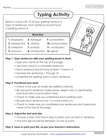Worksheets and Puzzles - Typing Sentences (ELA)