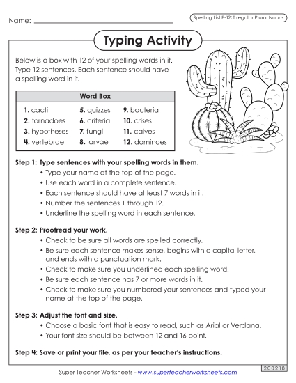 Worksheets and Puzzles - Typing Sentences (F-12)