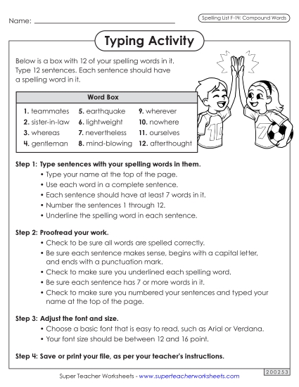 Worksheets and Puzzles - Typing Sentences (F-14)