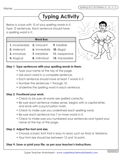 Worksheets and Puzzles - Typing Sentences (F-18)