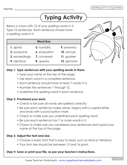 Worksheets and Puzzles - Typing Sentences (F-2)