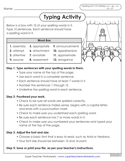 Worksheets and Puzzles - Typing Sentences (F-21)