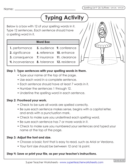 Worksheets and Puzzles - Typing Sentences (F-26) 
