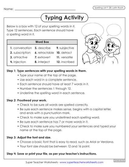 Worksheets and Puzzles - Typing Sentences (F-28)