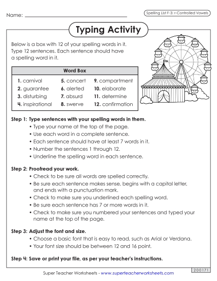 Worksheets and Puzzles - Typing Sentences (F-3) 