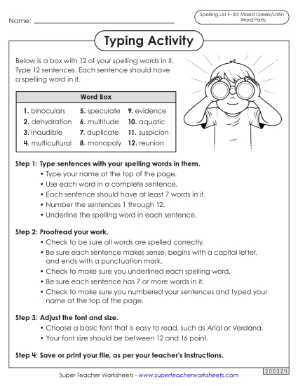 Worksheets and Puzzles - Typing Sentences (F-30)