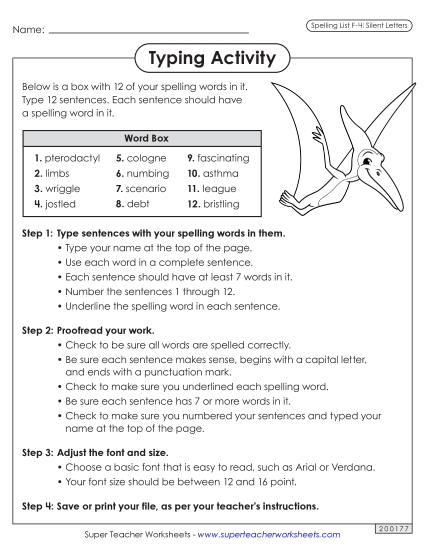 Worksheets and Puzzles - Typing Sentences (F-4)