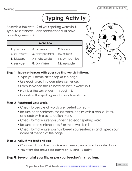 Worksheets and Puzzles - Typing Sentences (F-5) 