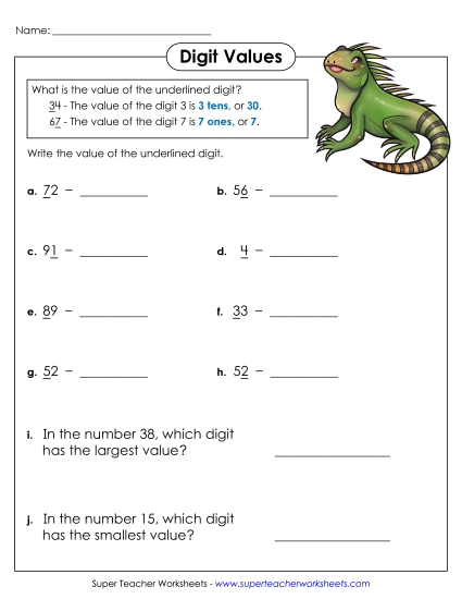 Place Value - Underlined Digit (2-Digit) Place Value - Underlined Digit (2-Digit)