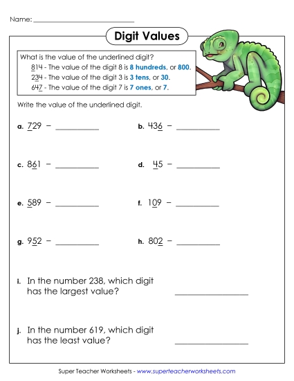 Place Value - Underlined Digit (3-Digit)