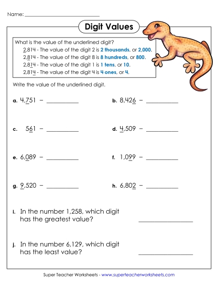 Place Value - Underlined Digit (4-Digit)