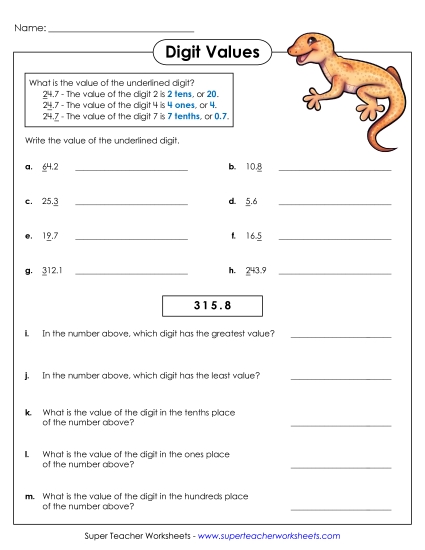 Tenths - Underlined Digit: Tenths Tenths - Underlined Digit: Tenths