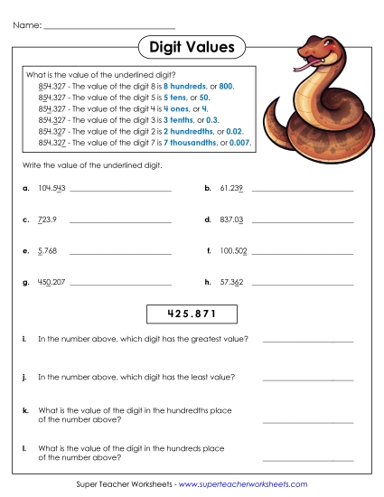 Underlined Digit (Thousandths)