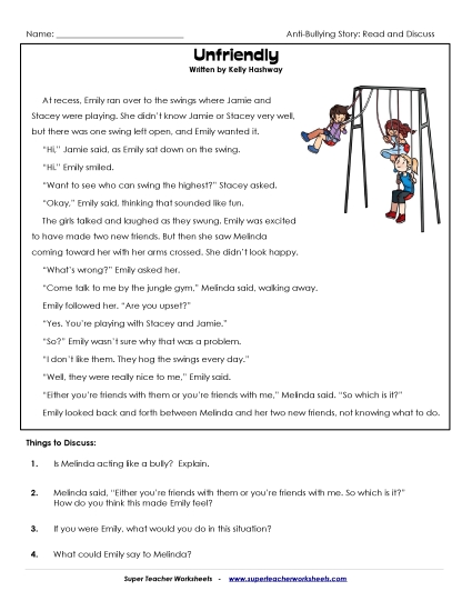 Read & Discuss Stories - Unfriendly Read & Discuss Stories - Unfriendly