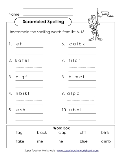 Worksheets - Unscramble (A-13)