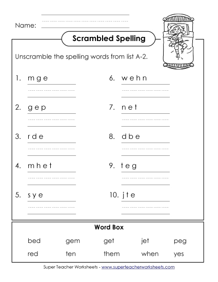 Worksheets - Unscramble (A-2)