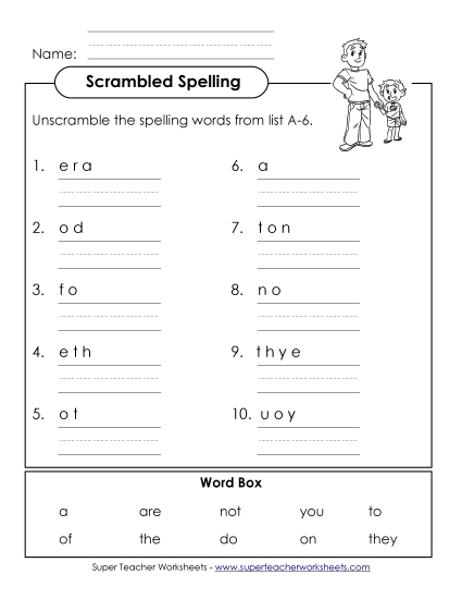 Worksheets - Unscramble (A-6)