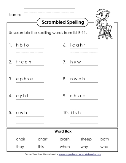Worksheets - Unscramble (B-11)